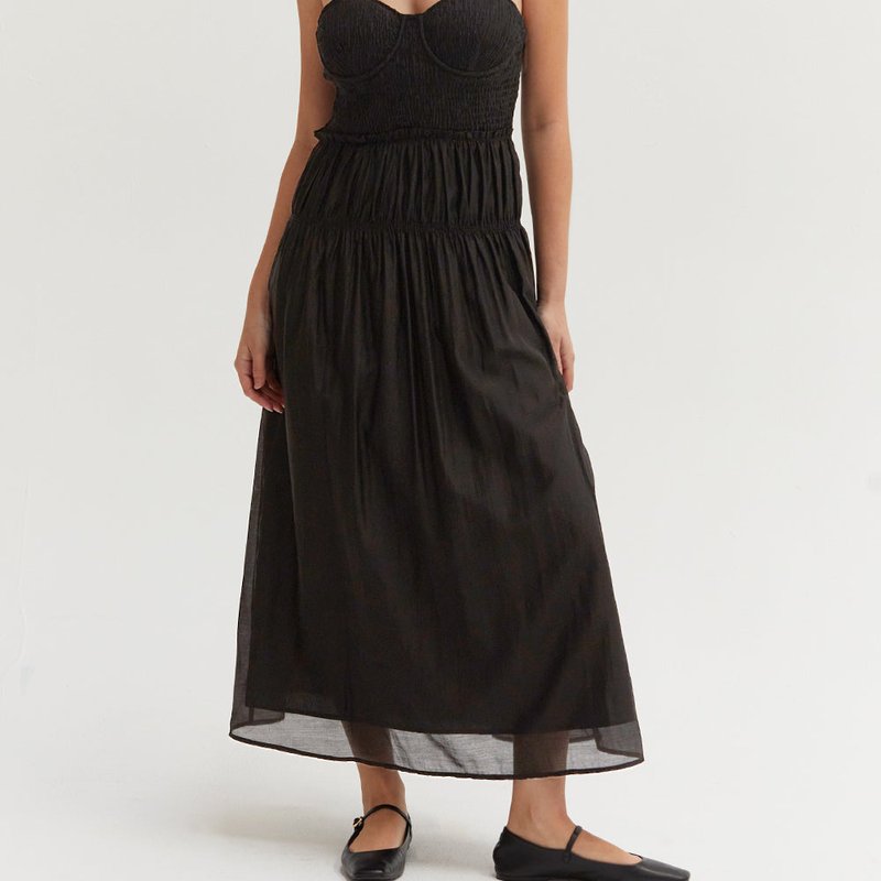 Shop Crescent Lucy Tencel Blend Midi Dress In Black