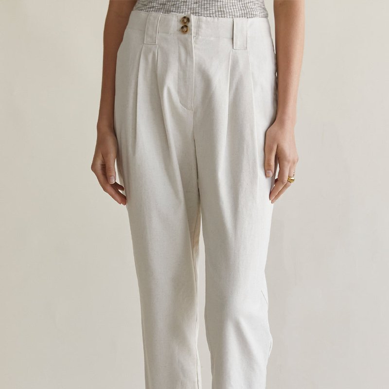 Crescent Marcello Linen Tapered Pants In White