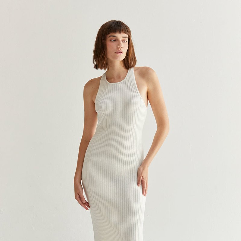 Shop Crescent Marla Rib Knit Maxi Dress In White