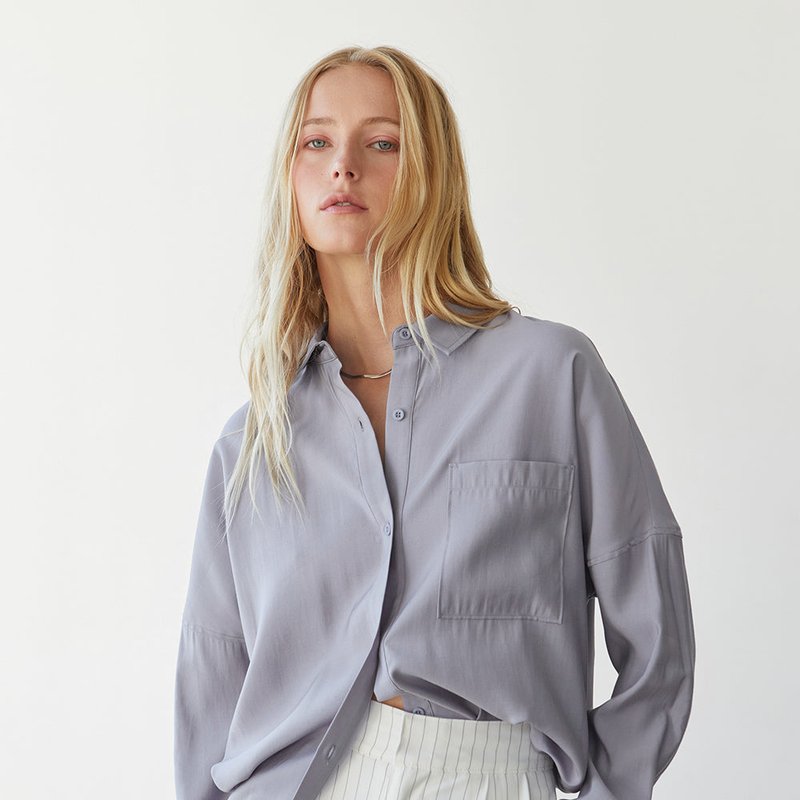 Crescent Marne Button Up Top In Grey