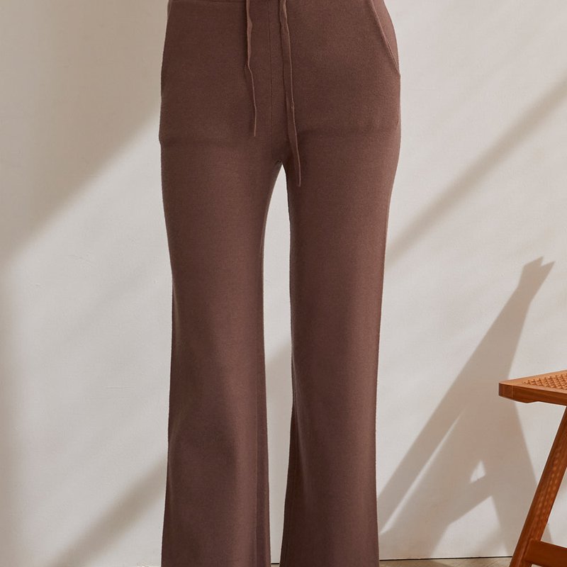 Crescent Mavis Knit Wide Leg Lounge Pants In Brown