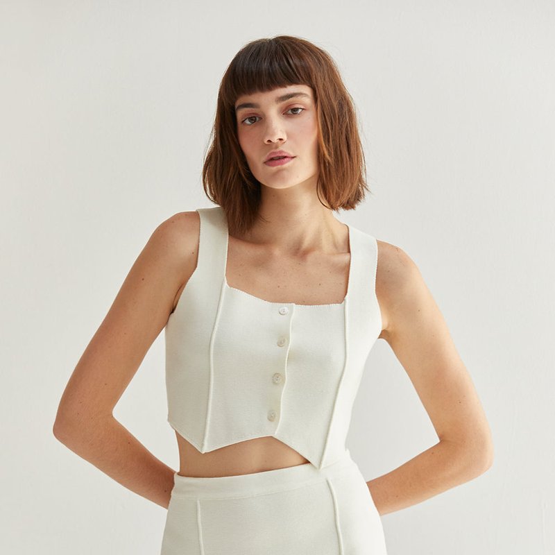 Shop Crescent Mia Knit Mini Skirt In White