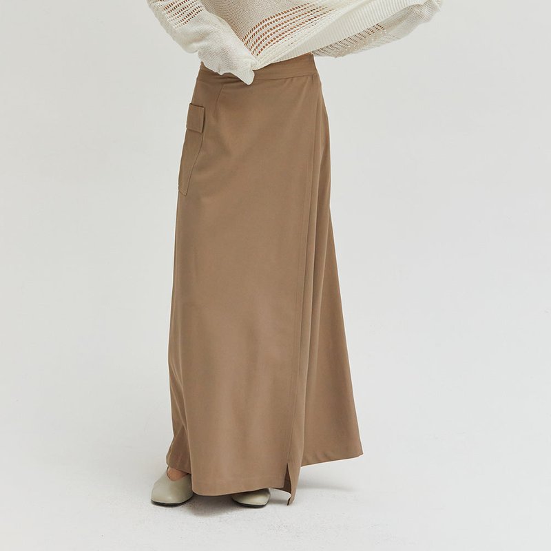 Shop Crescent Nadia Maxi Wrap Skirt In Brown