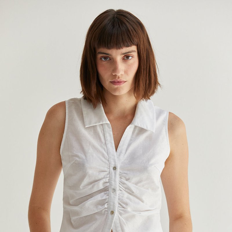 Shop Crescent Rae Linen Top In White
