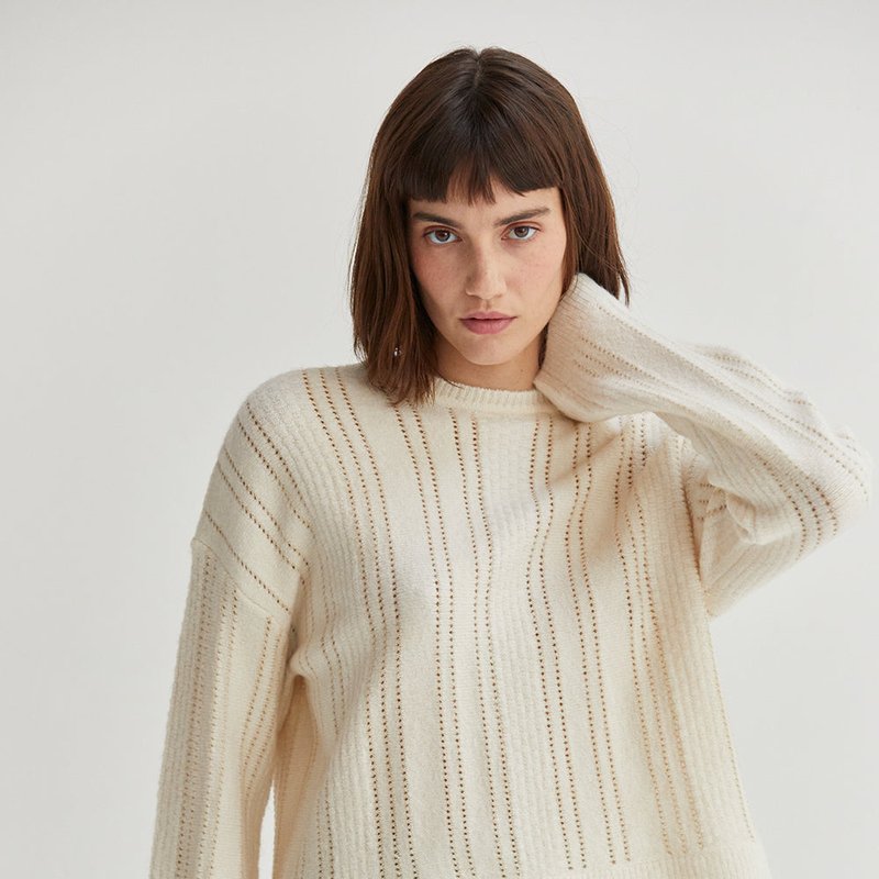 Shop Crescent Rina Pointelle Sweater In Yellow