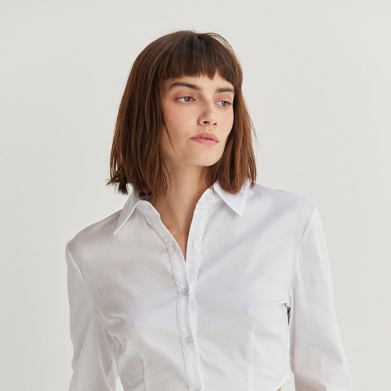 Shop Crescent Rowen Cropped Blouse In White