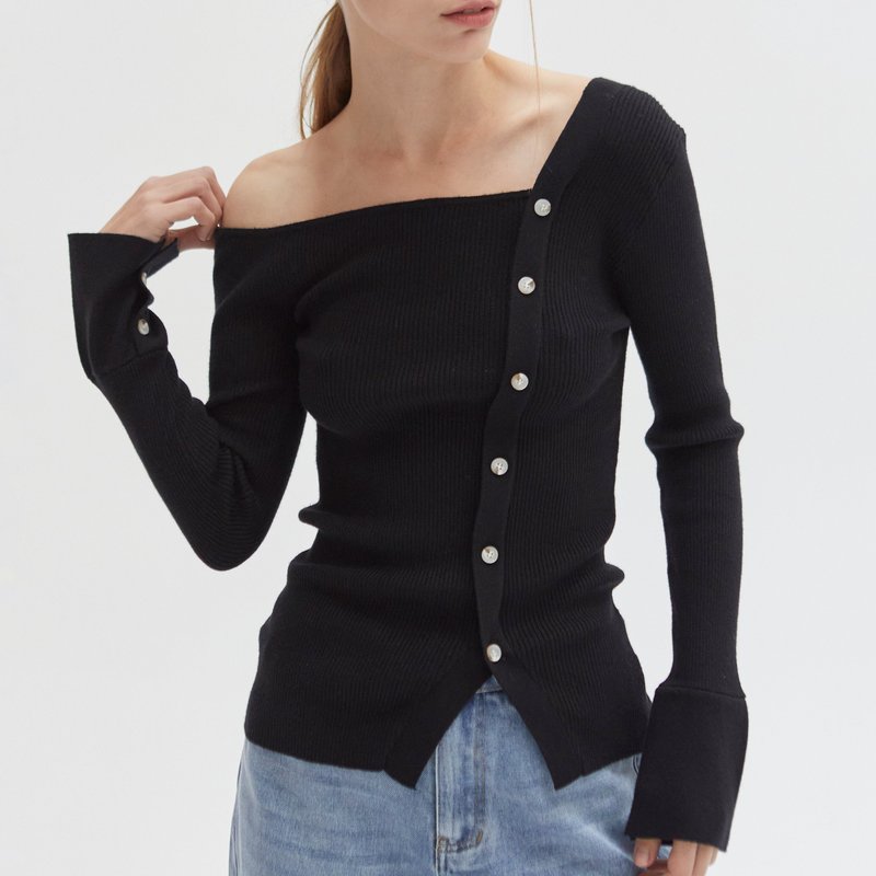 Shop Crescent Sienna Knit Top In Black