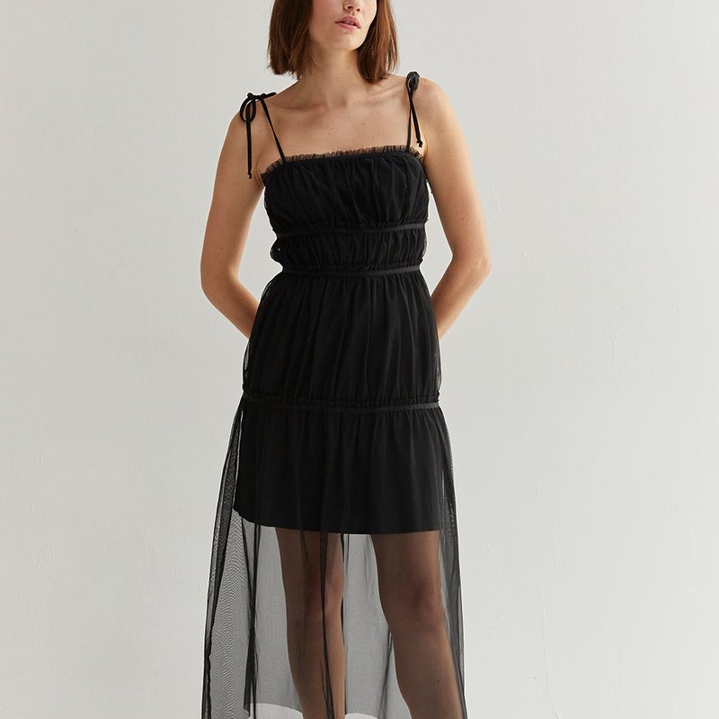 Shop Crescent Sienne Tulle Midi Dress In Black