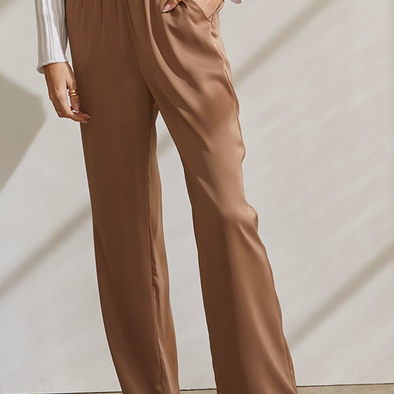 Crescent Vicy Satin Pants In Brown