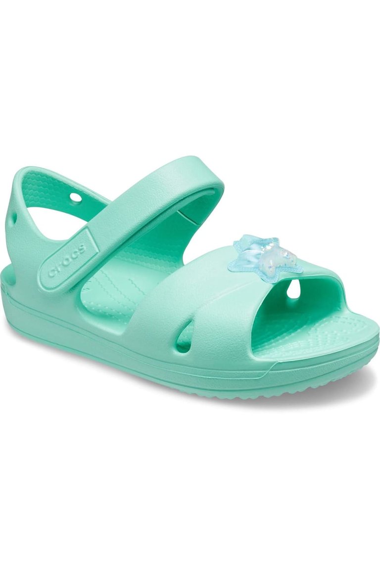 Crocs Girls Classic Star Charm Sandals (Light Green) - Light Green