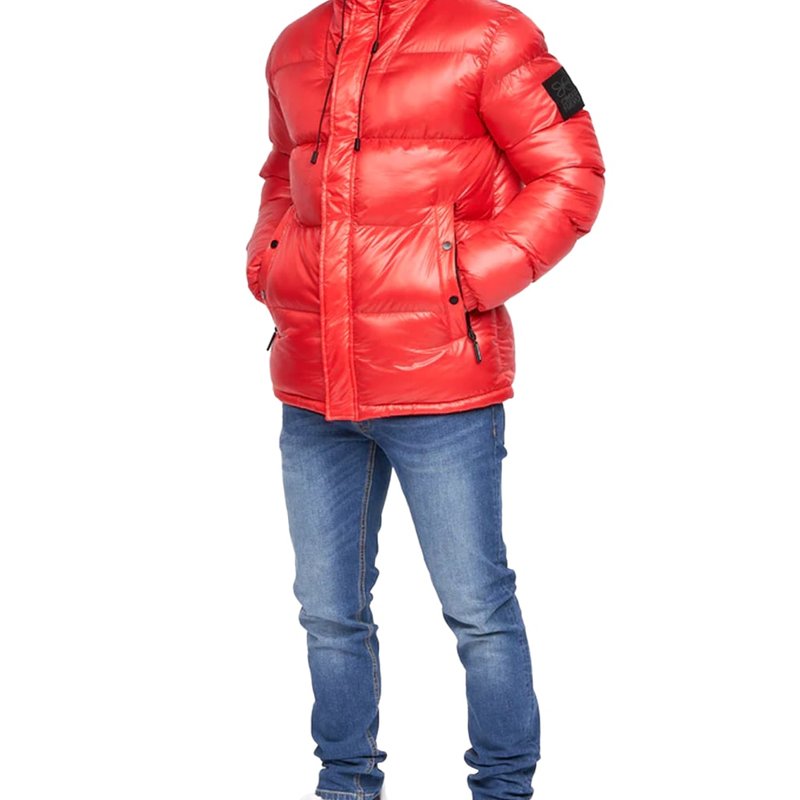 Crosshatch Mens Crosswell High Shine Jacket In Red