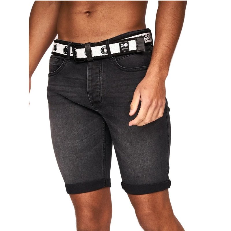 Crosshatch Mens Reestier Denim Shorts In Black