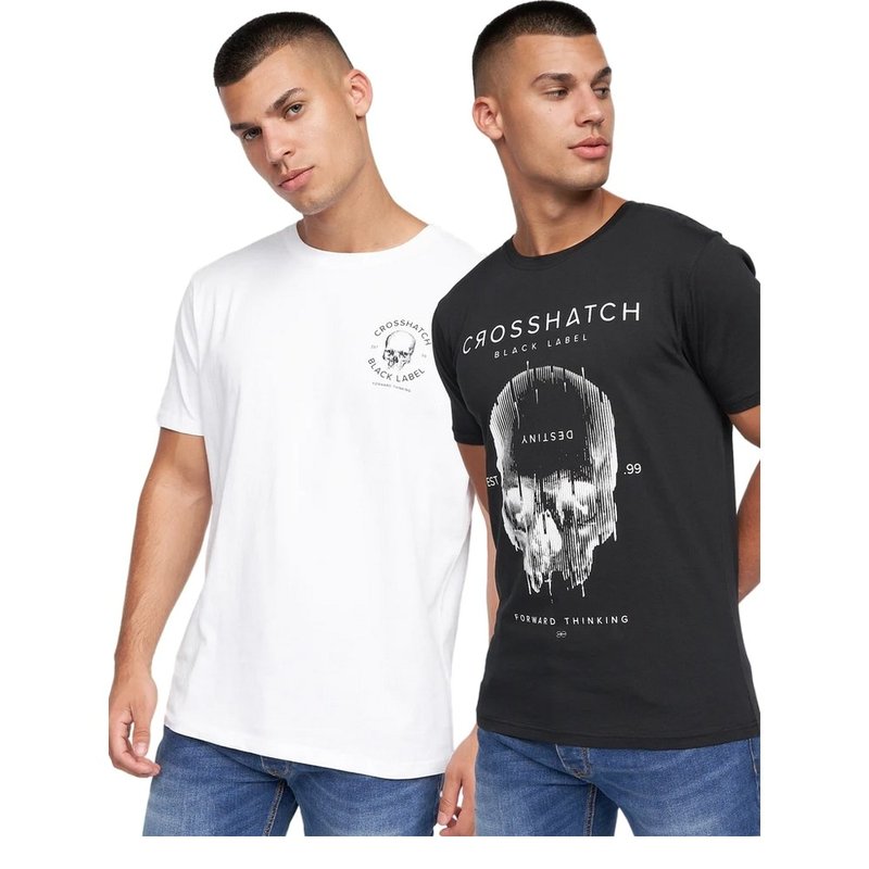 Crosshatch Mens Skulfux T-shirt In Black