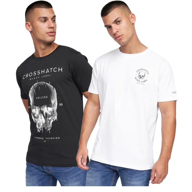 Crosshatch Mens Skulfux T-shirt In White