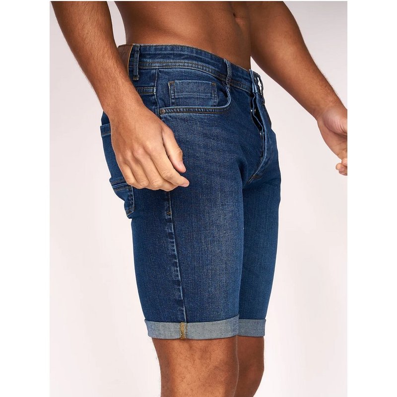 Shop Crosshatch Mens Tadcaster Denim Shorts In Blue
