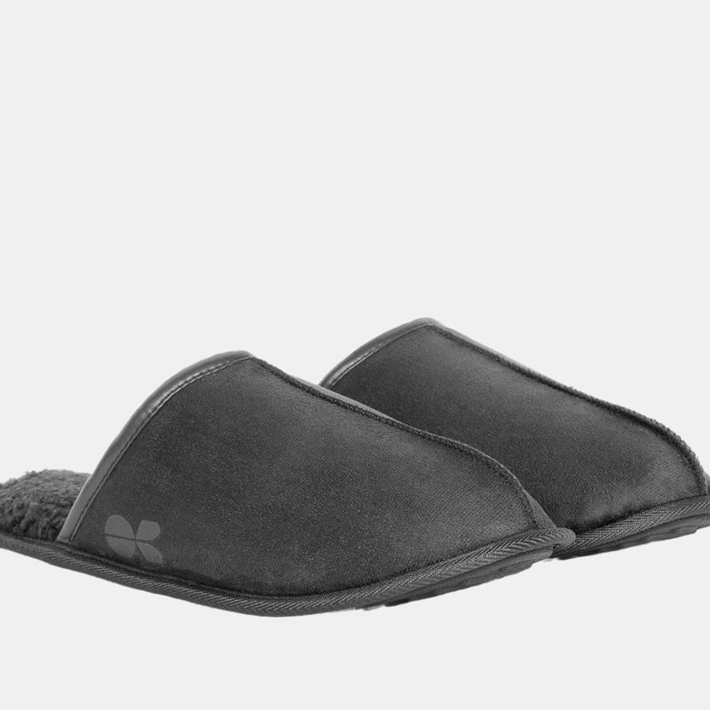 Crosshatch Mens Tinuviel Faux Fur Slippers In Black
