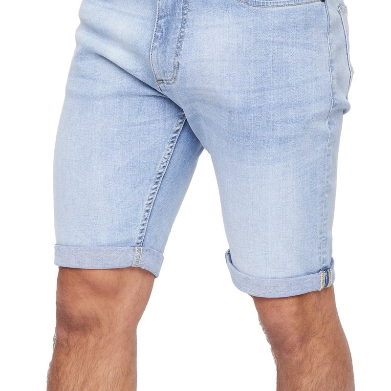 Crosshatch Mens Tonwin Denim Embossed Shorts In Blue