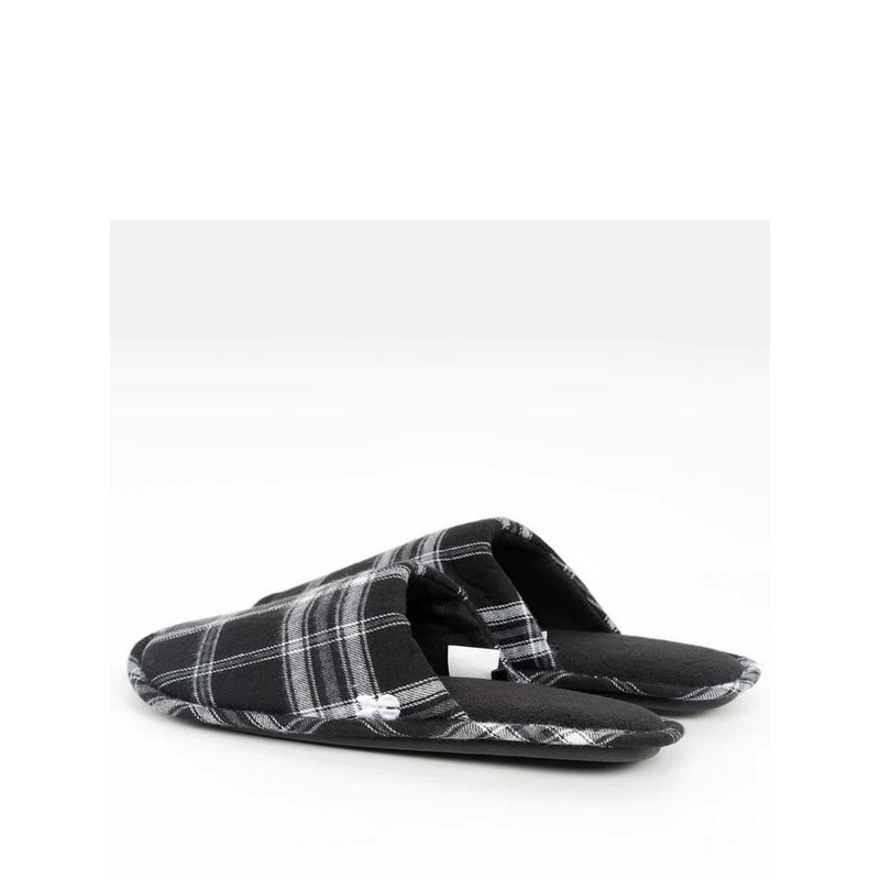 Shop Crosshatch Mens Twostep Checked Slippers In Black