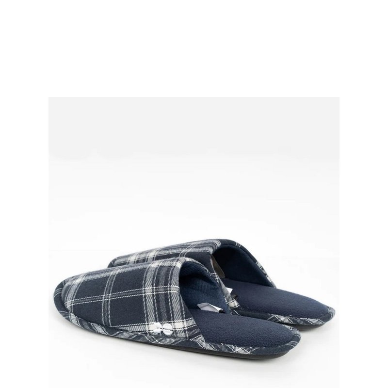 Shop Crosshatch Mens Twostep Checked Slippers In Blue