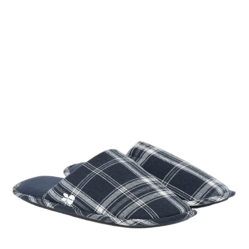 Crosshatch Mens Twostep Checked Slippers In Blue