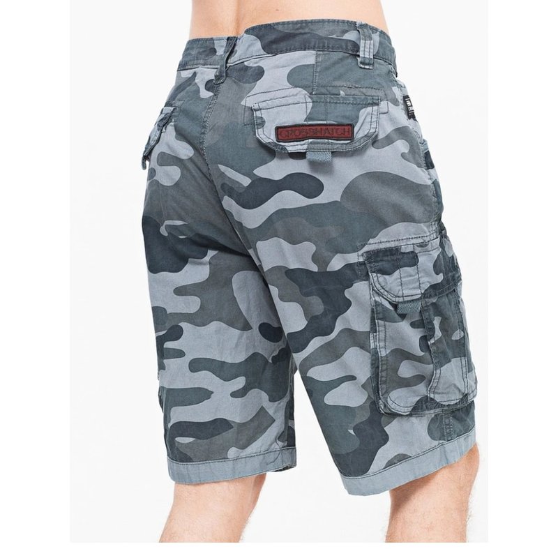 Shop Crosshatch Mens Watchford Camo Cargo Shorts In Grey