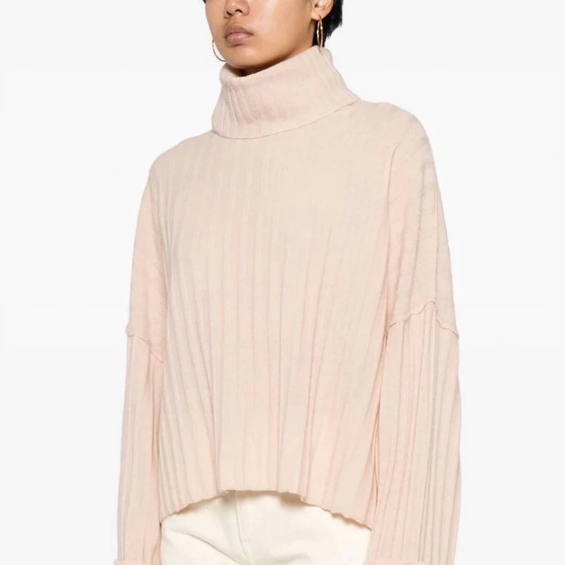 Shop Crush Rosie Ribbed Roll Neck Sweater In Sugar In Pink