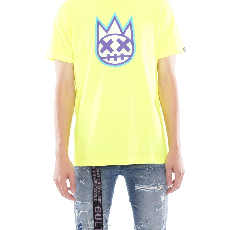 Shop Cult Of Individuality 3d Clean Shimuchan Logo Short Sleeve Crew Neck Tee In Highlighter Green