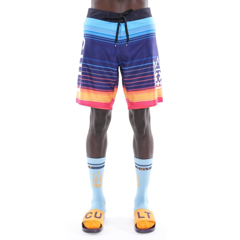 Cult Of Individuality Board Shorts In Lines In Blue