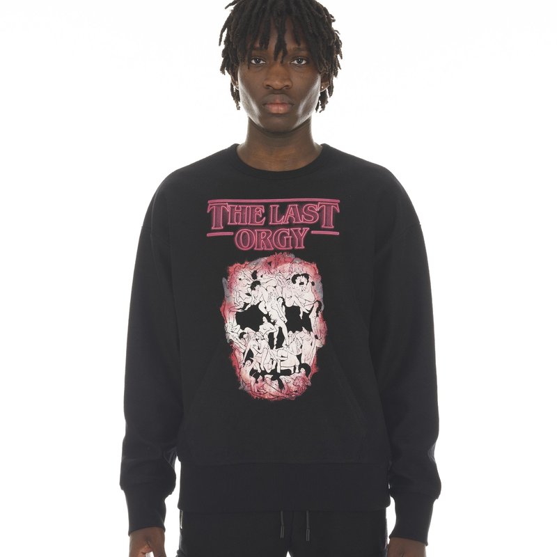 Shop Cult Of Individuality Crew Neck Fleece Sweatshirt In Black