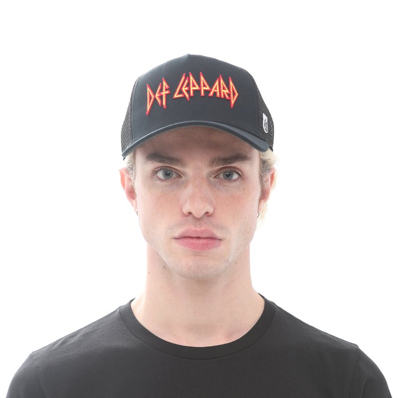 Shop Cult Of Individuality Def Leppard Mesh Back Trucker Cap In Black