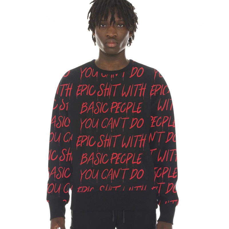 Cult Of Individuality French Terry Crewneck Sweatshirt "cant Do Epic Shit" In Black