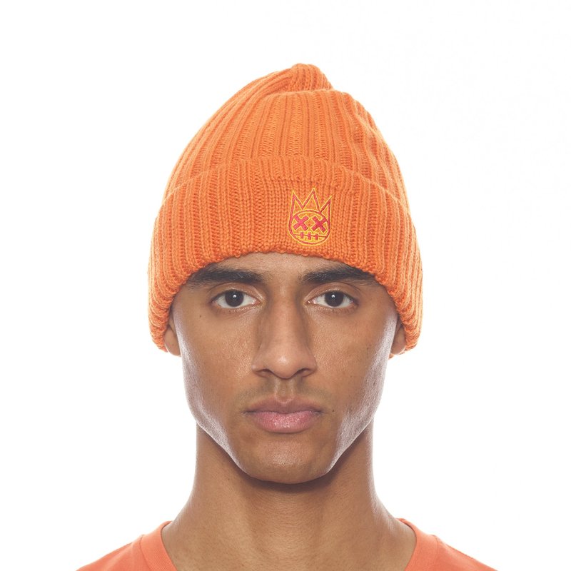 Shop Cult Of Individuality Knit Hat W/tomato And Lemon Chrome In Orange