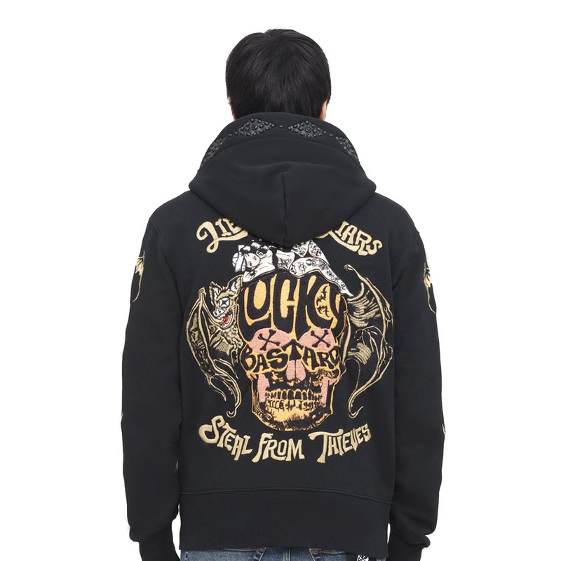 Shop Cult Of Individuality Lucky Bastard Full Zip Hoody In Black