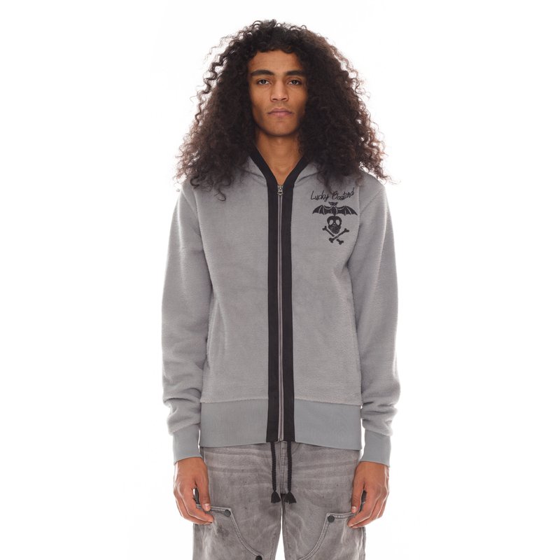 Cult Of Individuality Lucky Bastard Zip Hoody In Heather Grey