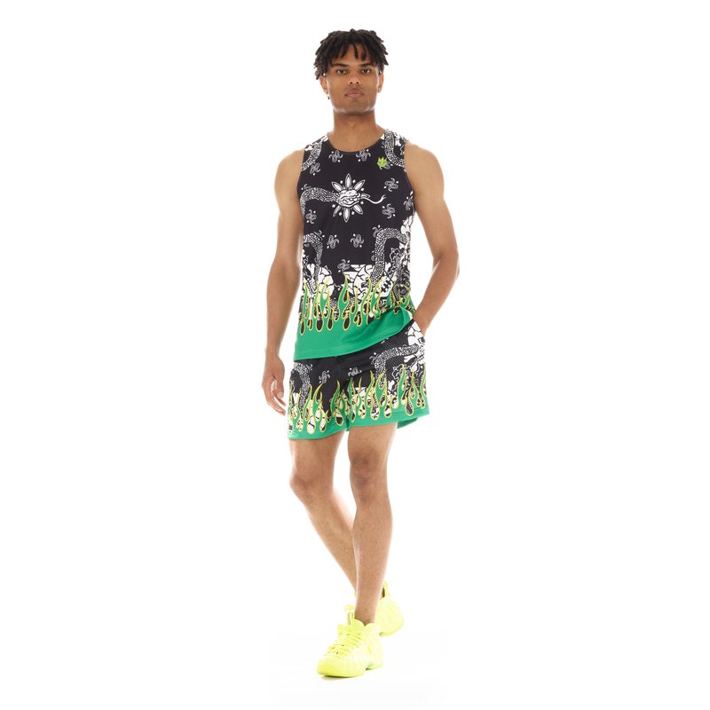 Shop Cult Of Individuality Mesh Athletic Short In Paisley Flame In Black
