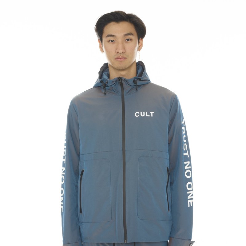 Cult Of Individuality Iridescent Nylon Hooded Jacket In Blue