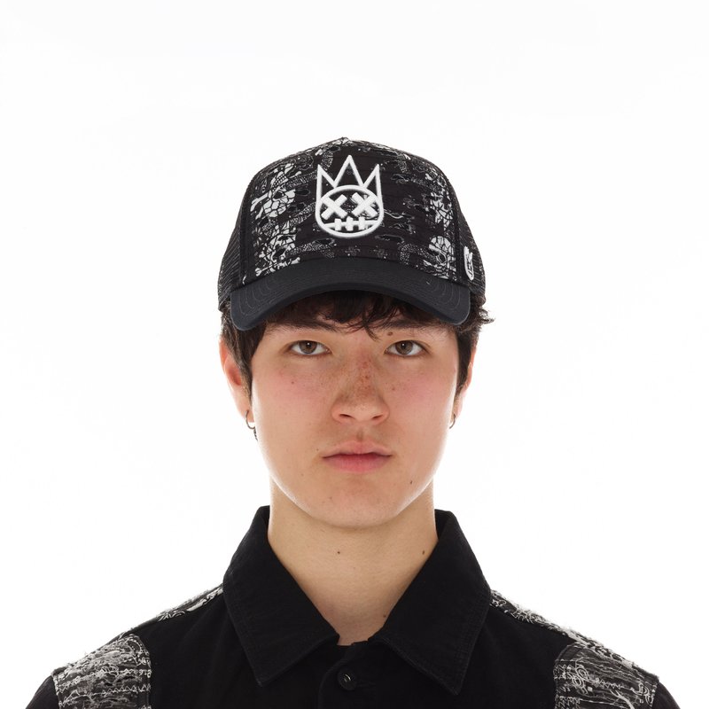 Cult Of Individuality Paisley Mesh Trucker Cap In Black