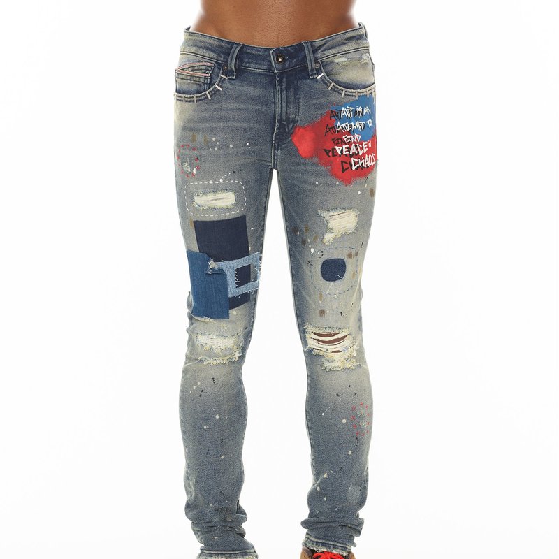 Shop Cult Of Individuality Punk Super Skinny Jeans In Basq In Blue