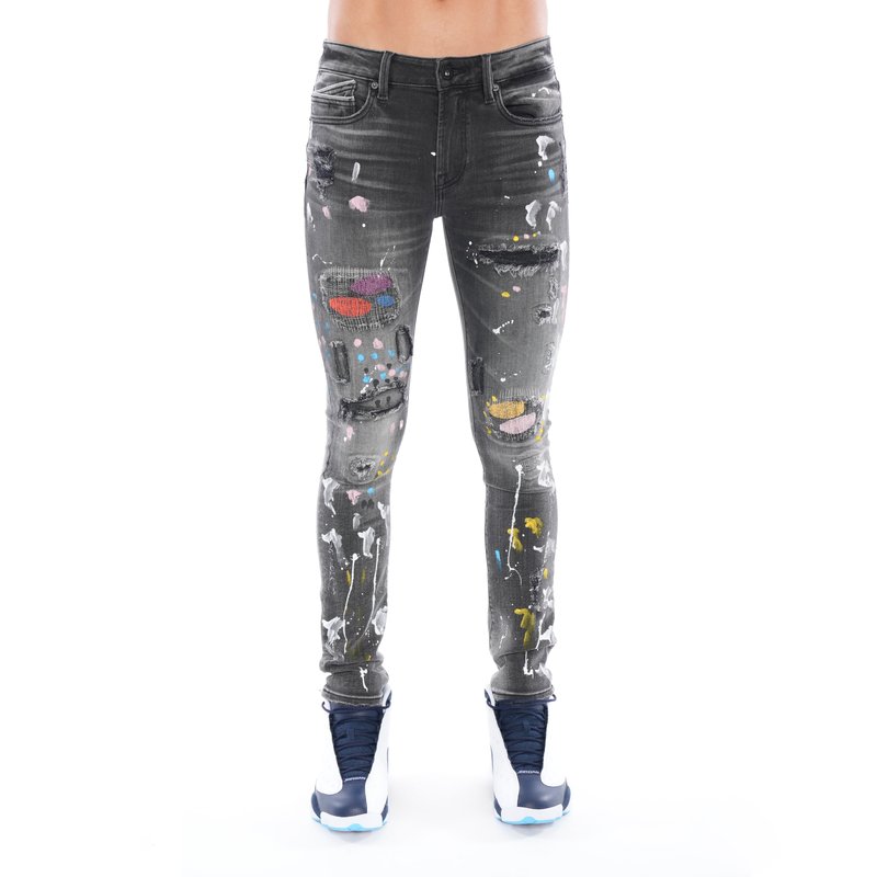 Shop Cult Of Individuality Punk Super Skinny Jeans In Burst In Black
