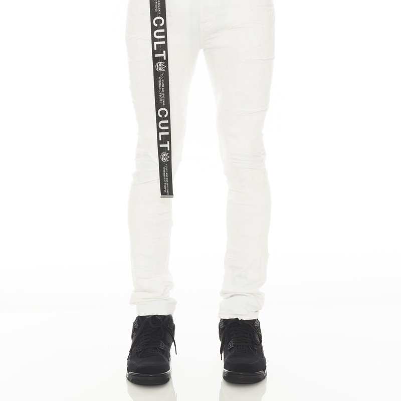 Shop Cult Of Individuality Punk Super Skinny Stretch Jeans With Belt In White