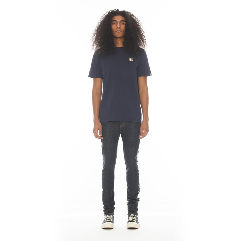 Cult Of Individuality Short Sleeve Crew Neck Tee 26/1's "foil Xx" In Navy In Black