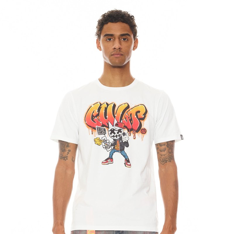 CULT OF INDIVIDUALITY SHORT SLEEVE CREW NECK TEE "GRAF ARTIST" IN WHITE
