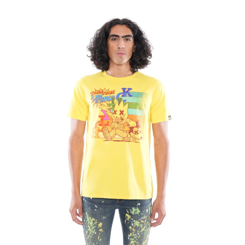 Cult Of Individuality Short Sleeve Crew Neck Tee "killer" In Yellow