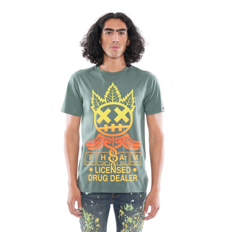 Cult Of Individuality Short Sleeve Crew Neck Licensed Drug Dealer T-shirt In Green