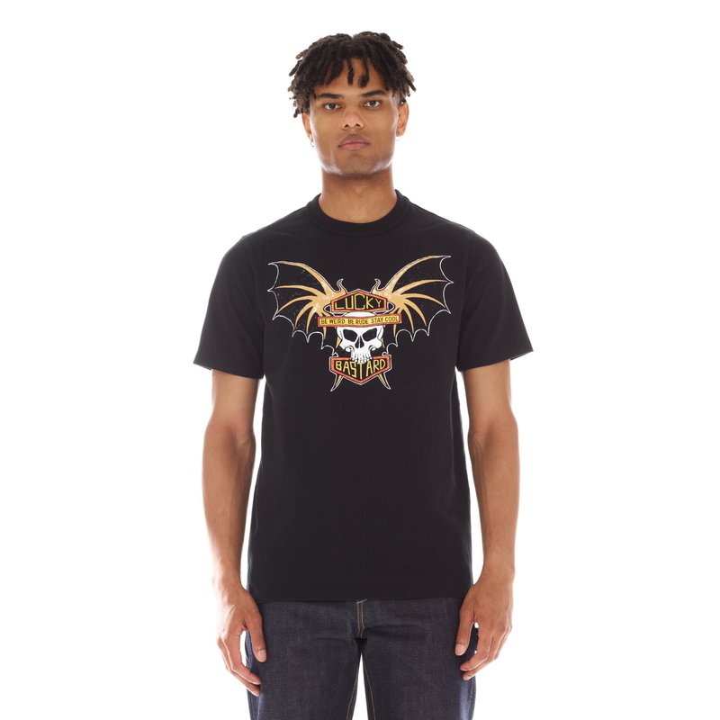 Shop Cult Of Individuality Short Sleeve Crew Neck Tee "lucky Bat" In Black