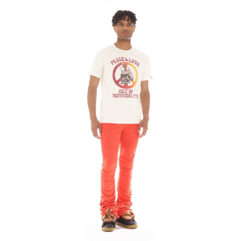 Shop Cult Of Individuality Short Sleeve Crew Neck Tee "peace & Love" In White