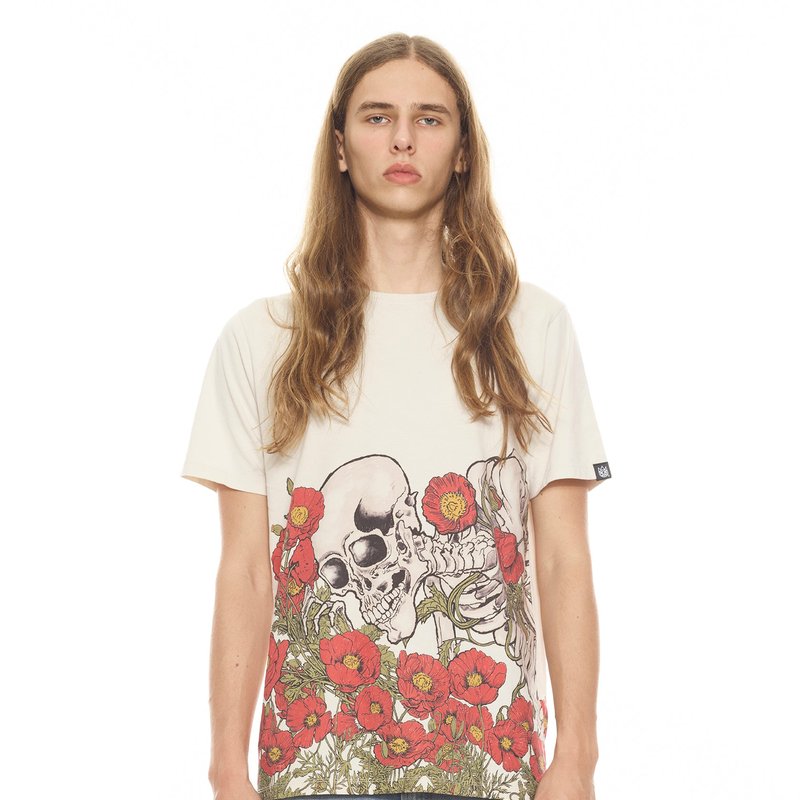 Cult Of Individuality Short Sleeve Crew Neck Tee "poppy" In White