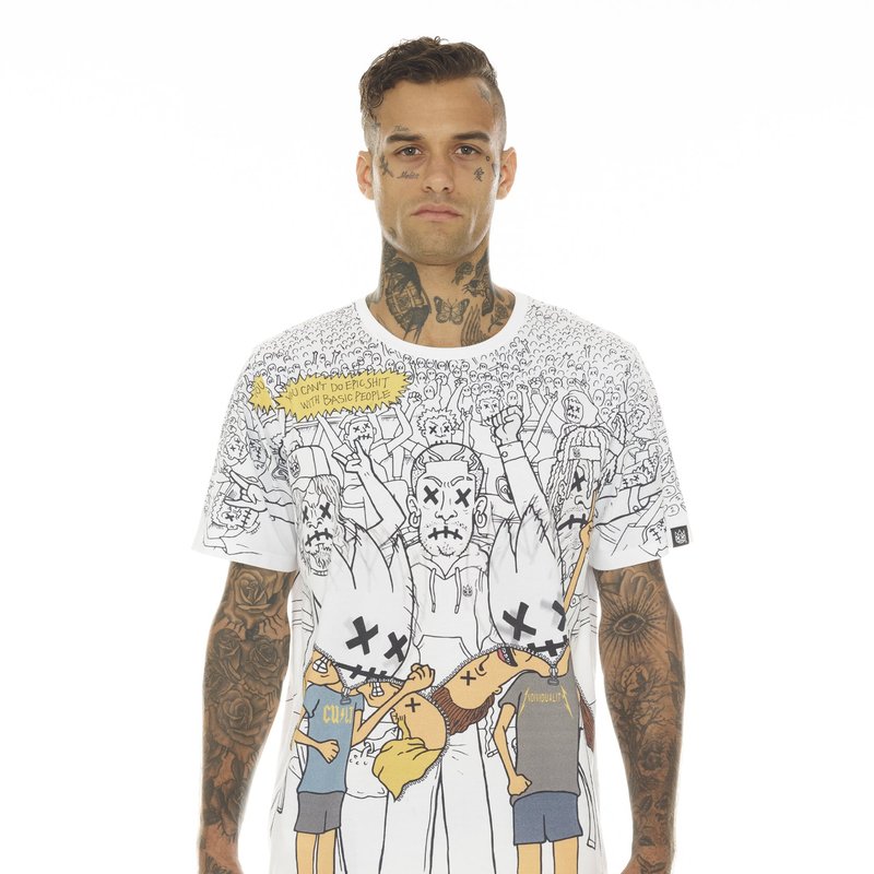 Shop Cult Of Individuality Short Sleeve Crew Neck Tee "rage" In White