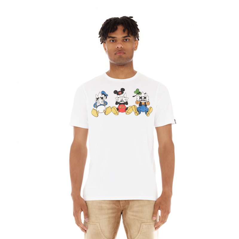Shop Cult Of Individuality Short Sleeve Crew Neck Tee "see, Speak, Hear No Evil" In White