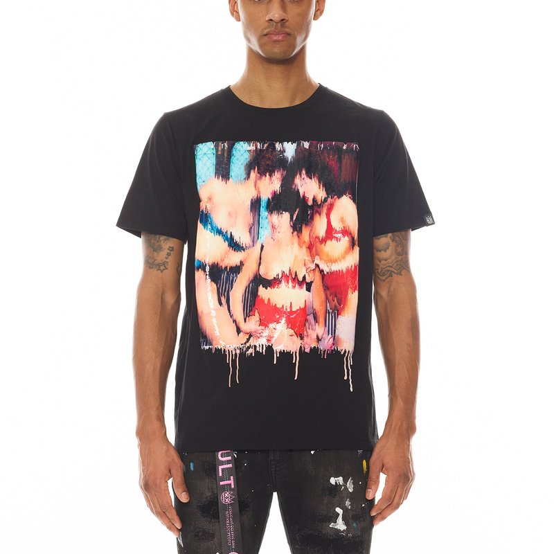 Shop Cult Of Individuality Short Sleeve Crew Neck Tee "sex Drugs Rock N Roll" In Black